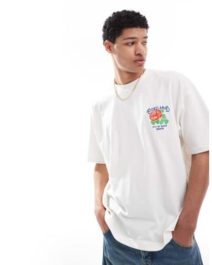 ASOS DESIGN oversized t-shirt med varsity-grafik i off-white