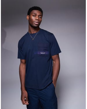 Marshall Artist logotryck seafield t-shirt i marinblå