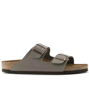 Birkenstock Arizona birko-flor nubuck stone smal voetbed unisex slipper