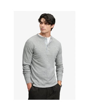 Superdry Mini slub waffle long sleeve grandad top melee