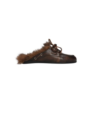 posa Pw23 loafers boat loafer mule fairy fur leather