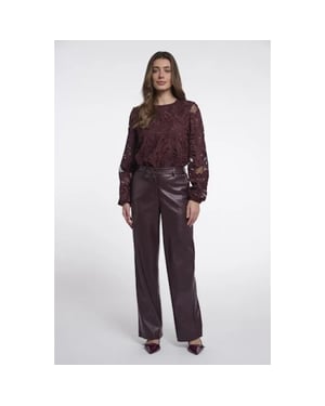 Rino & Pelle Georgina regular.7502611 rino en pelle regular length faux leather pants chocolate bean