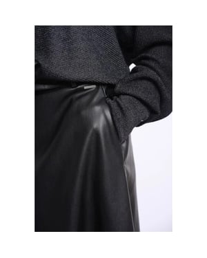 Rino & Pelle Chelsea.7502611 rino en pelle faux leather skirt with belt dark navy