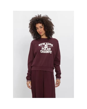 Penn & Ink W26f1941 351-5 penn en ink sweater print aubergine ecru