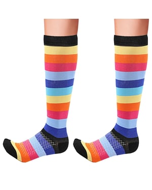 Flo Bright Pattern Knee High Compression Socks Colour Stripes S/M