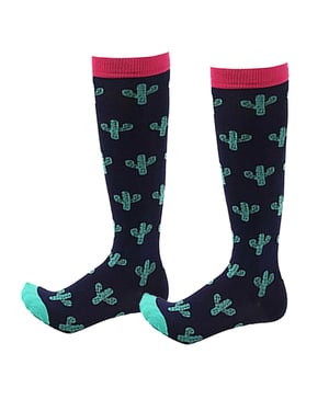 Flo Bright Pattern Knee High Compression Socks Cactus S/M