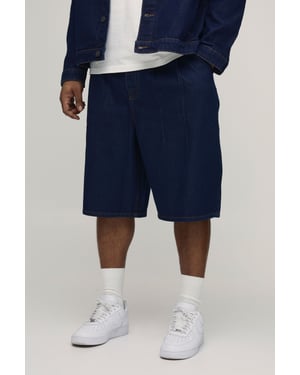 Plus Pleat Front Parachute Longline Denim Jorts