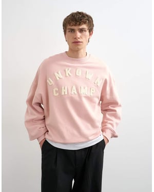 Topman relaxed fit sweatshirt with chenille embroidery in washed pink