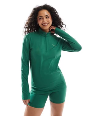 Puma Evolve 1/4 zip training top in olive green