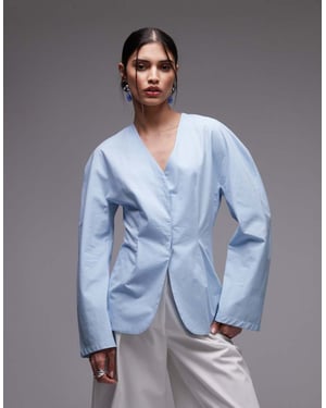 ASOS DESIGN skjorta med cinch midja och kokongärmar i blått