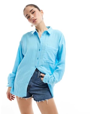 ASOS DESIGN oversize strukturerad bomull skjorta i blått