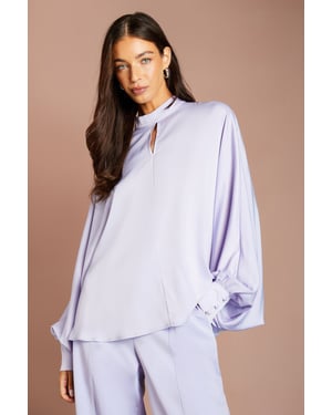 Satin Batwing Sleeve Shirt