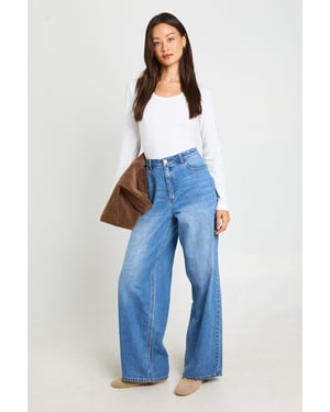 Tall Mid Waist Loose Fit Wide Leg Jean