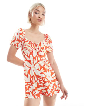 Wednesday's Girl milkmaid playsuit in red
