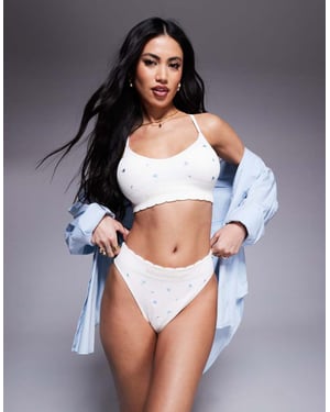 Boux Avenue blommönstrad broderad bralette i elfenben