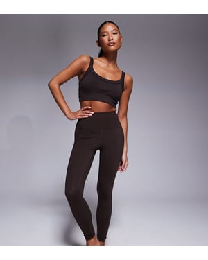 4505 Petite Icon soft touch high waist yoga legging in chocolate