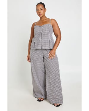 Plus Gingham Bow Detail Cami Top And Wide Leg Trouser Co Ord