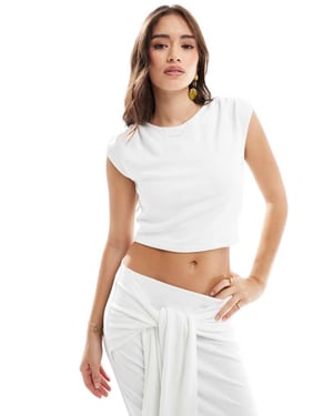 4th & Reckless double layered slinky structured sleeveless top co-ord in white