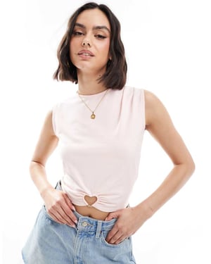 The Frolic exclusive sleeveless boatneck top with heart hardware detail in baby pink