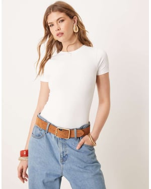 ASOS DESIGN sömlös crew neck bodysuit i vitt