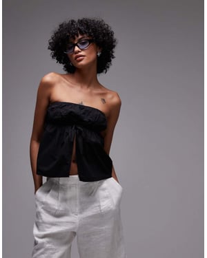 Rhythm posie gathered strapless top in black