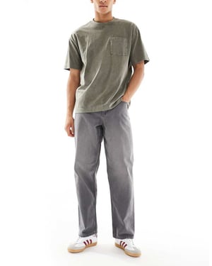 ASOS DESIGN baggy jeans i tvättad grå