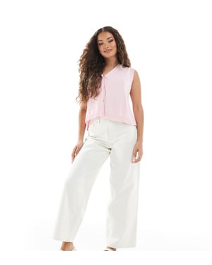 Miss Selfridge Petite baggy jeans i ecru tvätt