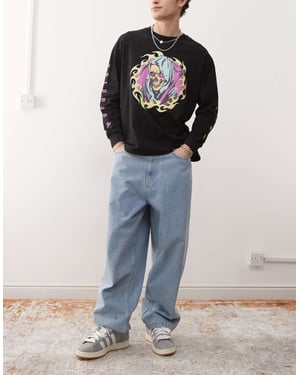 Santa Cruz stora baggy jeans i ljus tvättad blå