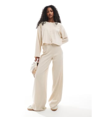 Miss Selfridge mjuka ribbade vida byxor i elfenben