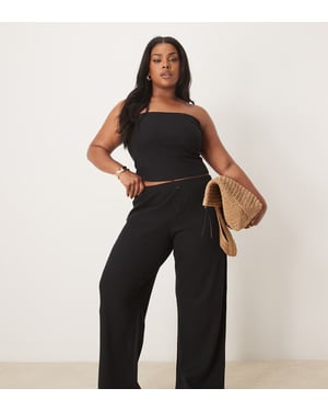 ASOS DESIGN curve vida ben våffelbyxa i svart