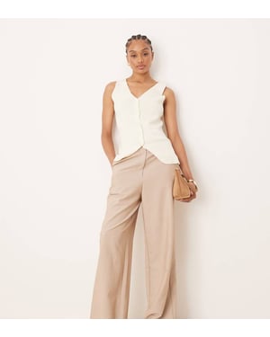ASOS DESIGN Lång skräddarsydd avslappnad rak benbyxa i stenfärg