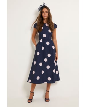 Spot Ottoman Fit & Flare Midi Dress