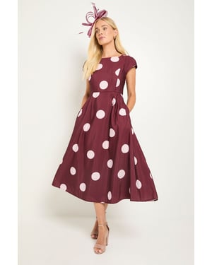 Petite Spot Ottoman Fit & Flare Midi Dress
