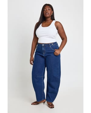 Plus High Waist Loose Fit Barrel Jean