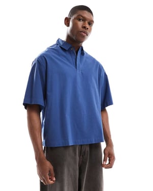 ASOS DESIGN oversized överhuvud t-shirt med boxig och texturerad design i blått