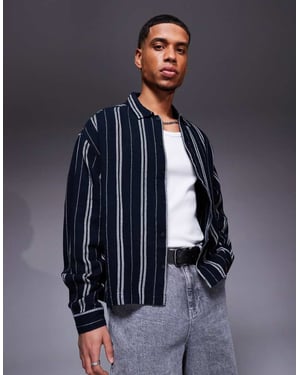 ASOS DESIGN boxig oversize randig skjorta i marinblå
