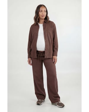 Maternity Chambray Drawstring Wide Leg Trouser