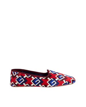 Geometriska G-mönster satin Voyage tofflor