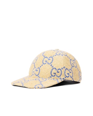 Baseballpet met raffia-effect en GG-monogram.