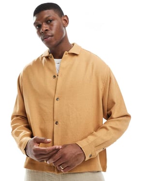 ASOS DESIGN överdimensionerad texturerad skjorta i beige