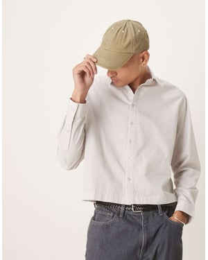 ASOS DESIGN boxig oversized poplin-skjorta i ljusgrå