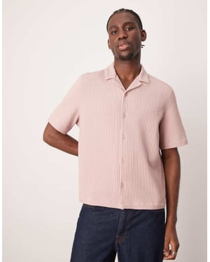 ASOS DESIGN boxy lös passform reversibel plisserad skjorta i rosa