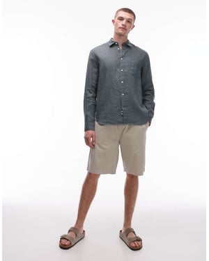 ARKET regular fit linne skjorta i khaki