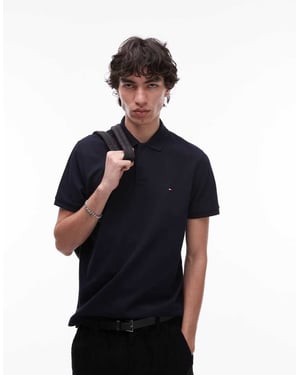 Tommy Hilfiger strukturerad regular polo skjorta i marinblått