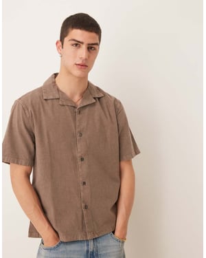 Abercrombie & Fitch kortärmad linneskjorta i brunt