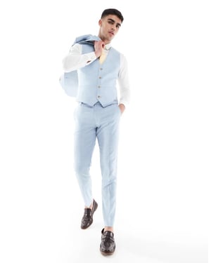 ASOS DESIGN smala bröllopspants i blå textur