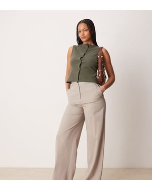 ASOS DESIGN Långa skräddarsydda avslappnade byxor i minkrand
