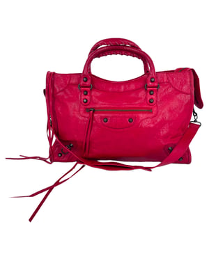 Balenciaga Medium Motorcycle City Shoulder Bag in Red Lamb Leather