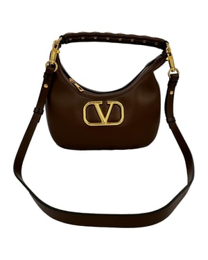 Valentino Garavani Stud Sign Hobo-tas in Bruin Leder