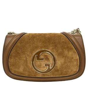 Gucci Blondie Small Shoulder Bag in Brown Suede